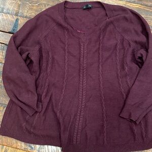 Lane Bryant Deep Burgundy V-Neck Sweater